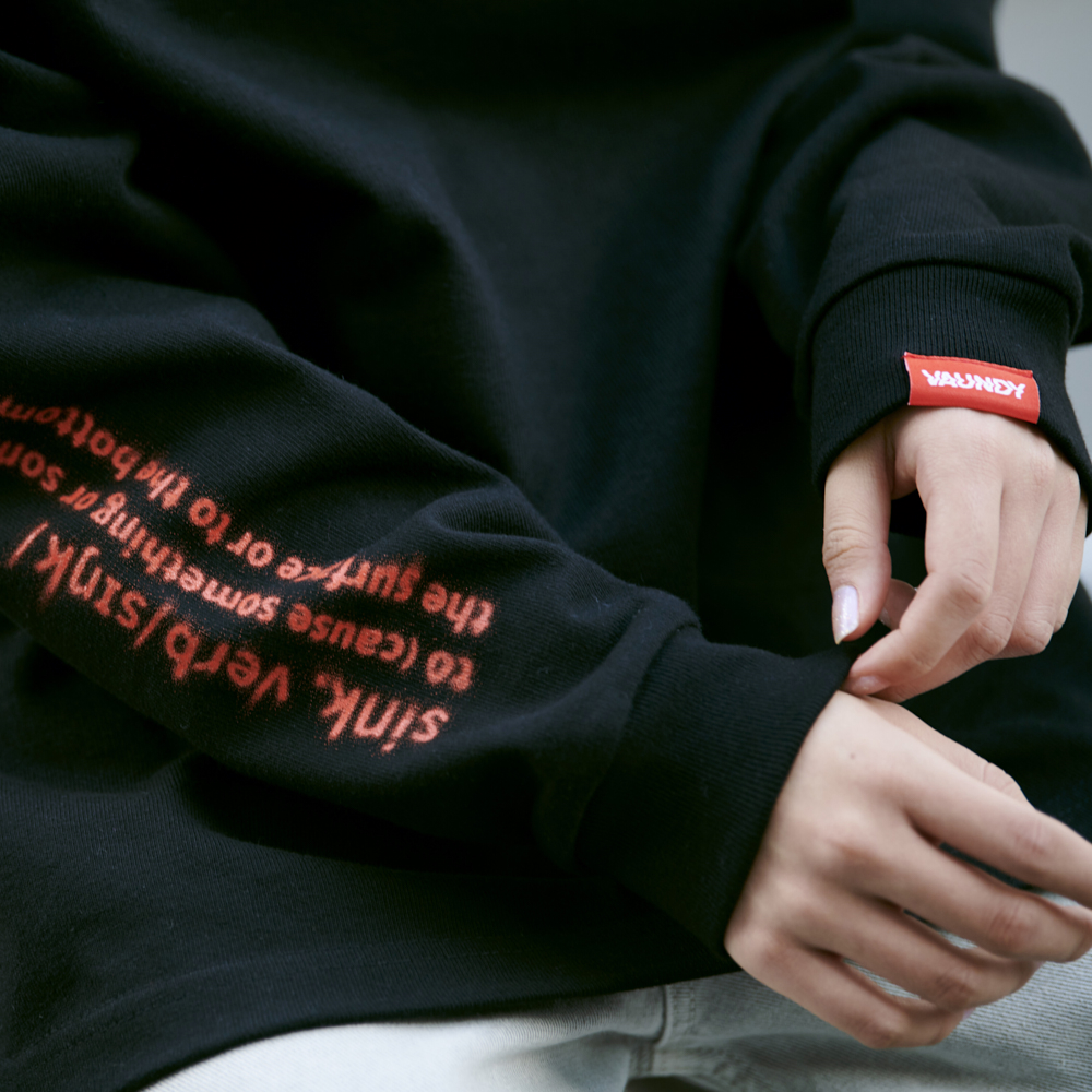 Long Sleeve Light Sweatshirts“Sink”[Black]
