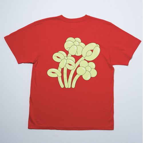 花風船とバルーンロゴのTシャツ/レッド